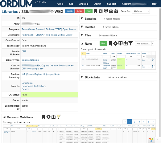 LIMS - Sequence library material